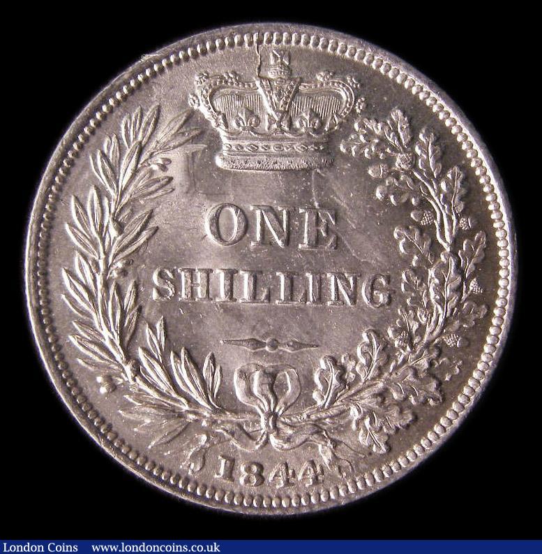 London Coins : A151 : Lot 1603 : Shilling 1844 ESC 1291, CGS type SH.V1.1844.01, UNC and lustrous, slabbed and graded CGS 80