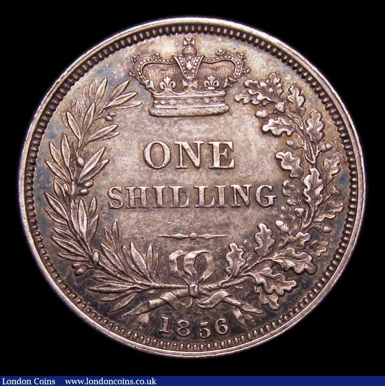 London Coins : A151 : Lot 1607 : Shilling 1856 ESC 1304, CGS type SH.V1.1856.01, A/UNC and attractively toned, slabbed and graded CGS...