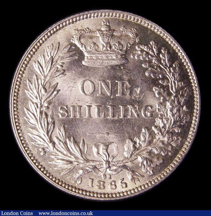 London Coins : A151 : Lot 1611 : Shilling 1865 ESC 1313, Die Number 92, CGS type SH.V1.1865.01, A/UNC and lustrous, the obverse with ...