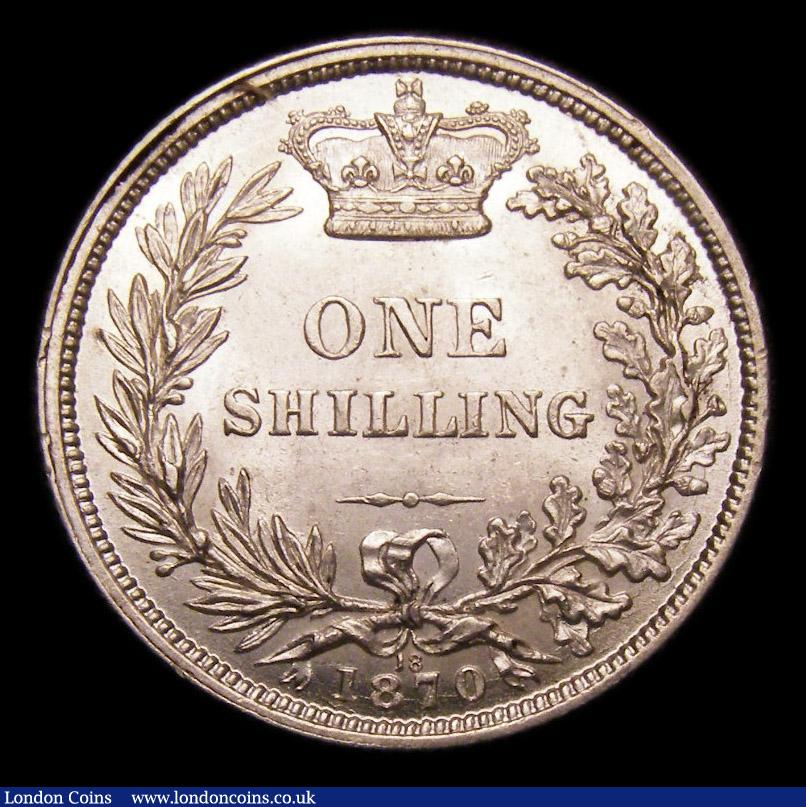 London Coins : A151 : Lot 1614 : Shilling 1870 ESC 1320, Die Number 18, CGS type SH.V1.1870.01, A/UNC and lustrous with light contact...