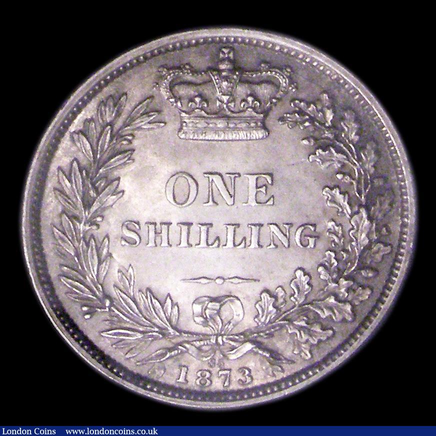 London Coins : A151 : Lot 1617 : Shilling 1873 ESC 1325, Die Number 83, CGS type SH.V1.1873.01, Choice UNC and lustrous, slabbed and ...