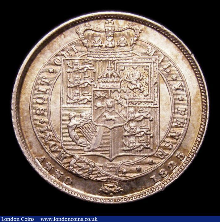 London Coins : A151 : Lot 1686 : Sixpence 1825 as ESC 1659 with both I's in BRITANNIAR having no top left serif, CGS type SP.G4....