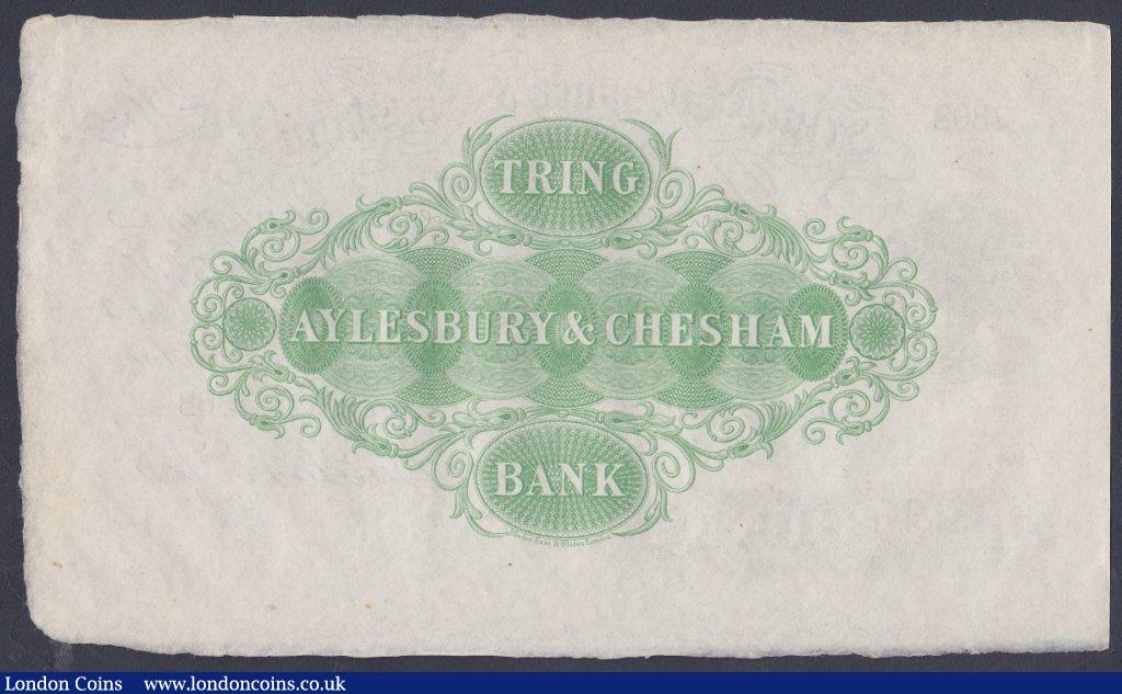 London Coins : A151 : Lot 169 : Tring, Aylesbury & Chesham Bank £10 dated 18xx series No.7308, unissued for Thos Butcher &...