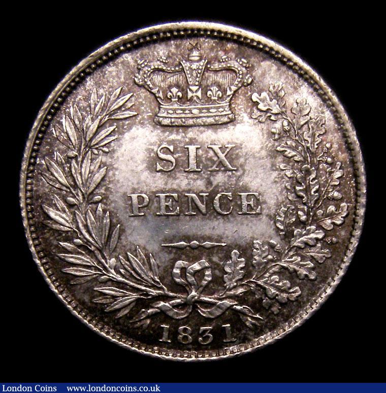 London Coins : A151 : Lot 1690 : Sixpence 1831 ESC 1670 CGS type SP.W4.1831.01, UNC and lustrous with hints of toning, slabbed and gr...