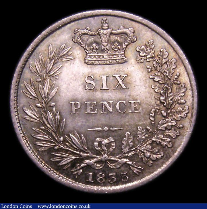 London Coins : A151 : Lot 1692 : Sixpence 1835 ESC 1676 CGS type SP.W4.1835.01, Choice UNC with grey tone, slabbed and graded CGS 82