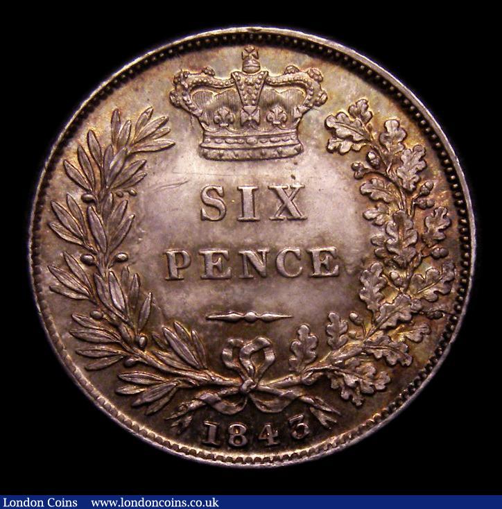 London Coins : A151 : Lot 1697 : Sixpence 1843 ESC 1689 CGS type SP.V1.1843.01, GEF/AU and attractively toned, slabbed and graded CGS...