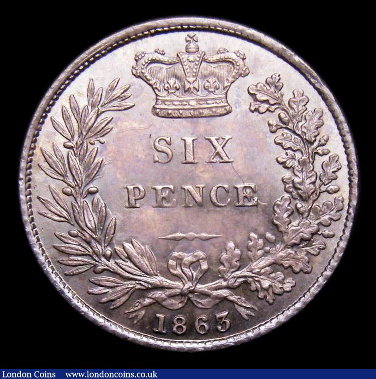 London Coins : A151 : Lot 1704 : Sixpence 1863 ESC 1712, CGS type SP.V1.1863.01 Choice UNC and attractively toned, slabbed and graded...