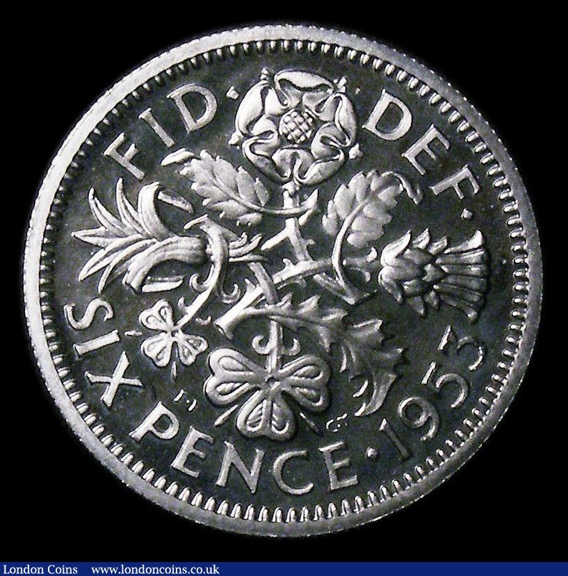 London Coins : A151 : Lot 1758 : Sixpence 1953 VIP Proof CGS type SP.E2.1953.06 Choice UNC, slabbed and graded CGS 88