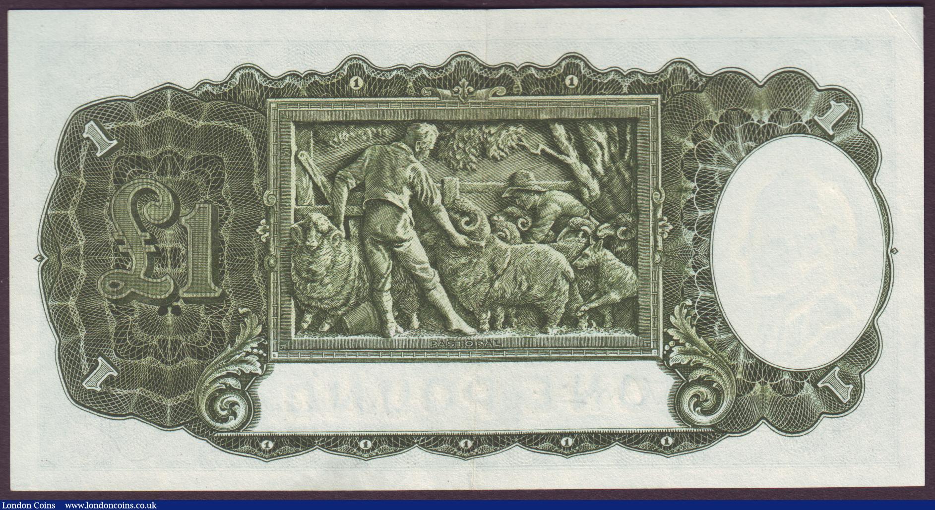 London Coins : A151 : Lot 188 : Australia One Pound 1942 Armitage/McFarlane signature Pick 25b EF