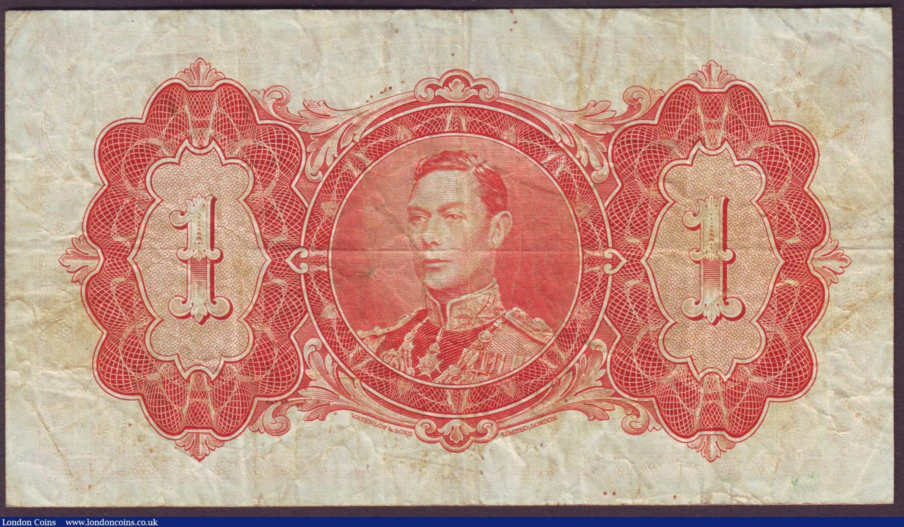 London Coins : A151 : Lot 202 : British Guiana $1 dated 1st January 1942 series G/3 01389, KGVI portrait on reverse, Pick12c, Fine
