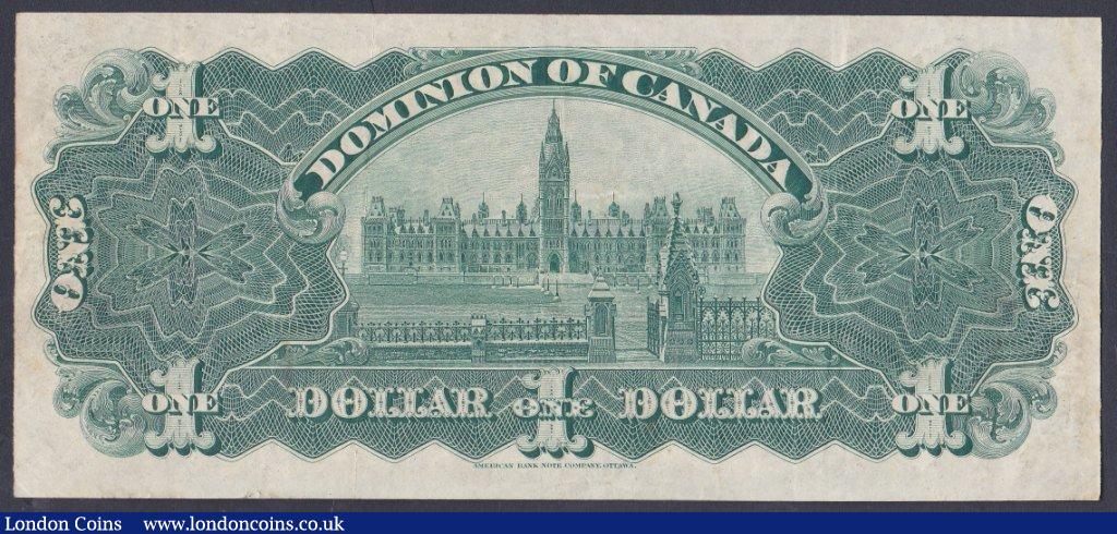 London Coins : A151 : Lot 205 : Canada, Dominion of Canada $1 dated 31st March 1898 series B 014629, signed Courtney, Pick24, (ONE c...