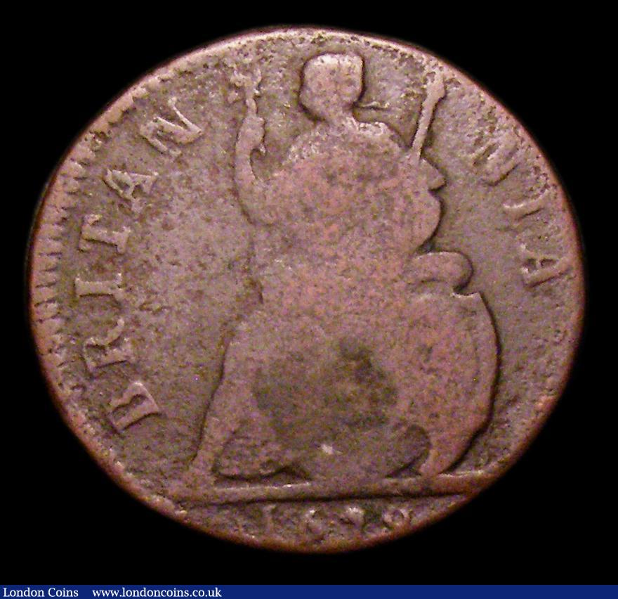 London Coins : A151 : Lot 2315 : Farthing 1679 No stop on Reverse Peck 531 VG with all details clear, the Cooke collection catalogue ...