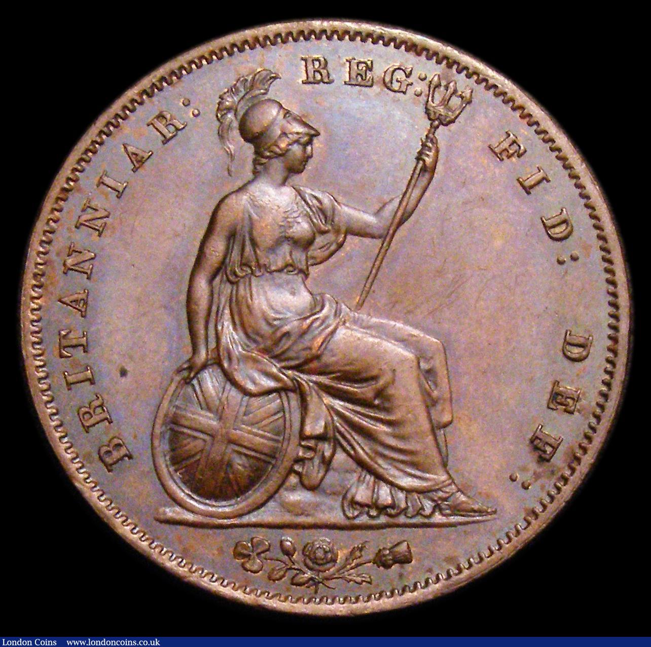 London Coins : A151 : Lot 2790 : Penny 1853 Ornamental Trident with Italic 5 in date as Peck 1500 GEF nicely toned with some contact ...