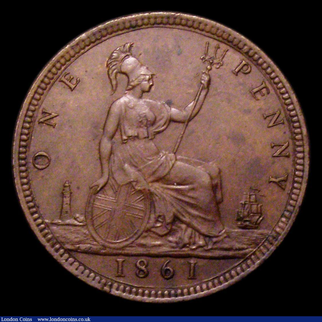 London Coins : A151 : Lot 2803 : Penny 1861 Freeman 29 dies 6+D AU/GEF the reverse with some spots, Ex-Croydon Coin Auction £16