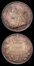 London Coins : A151 : Lot 3006 : Sixpences (2) 1885 ESC 1746 A/UNC with some contact marks, 1900 ESC 1770 A/UNC nicely toned with som...