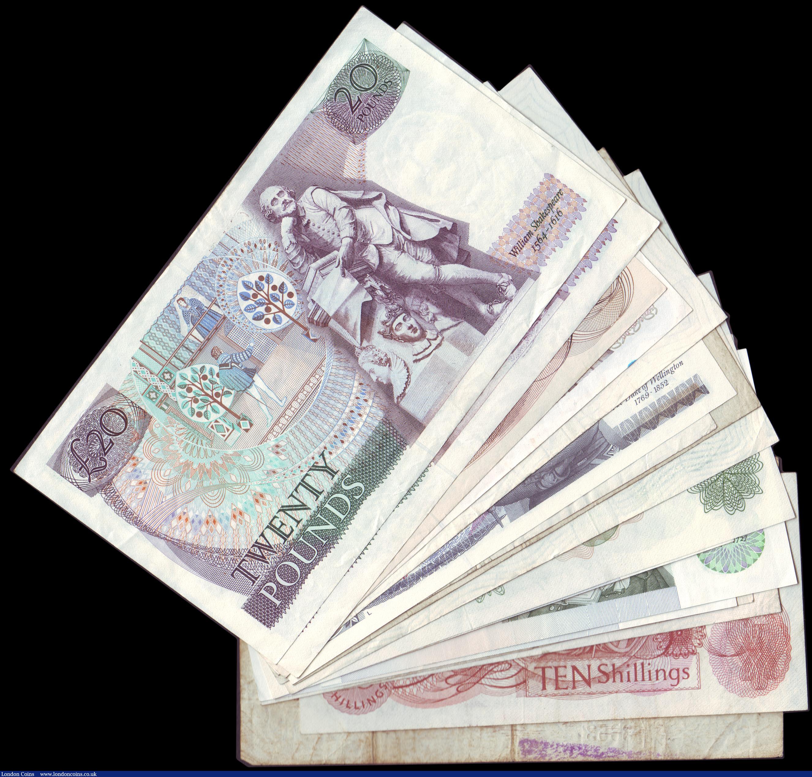 London Coins : A151 : Lot 73 : Bank of England and Treasury note (18) face value £84.50, includes Warren Fisher £1 T31 ...