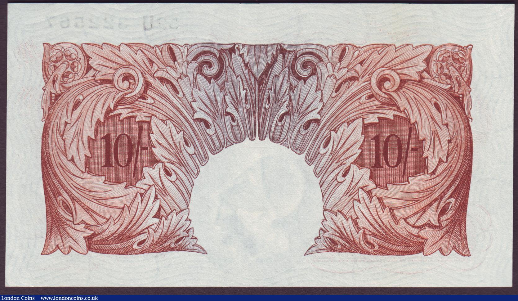 London Coins : A151 : Lot 80 : Ten shillings Peppiatt B236 issued 1934 series 52U 322567, Pick362c, pressed EF