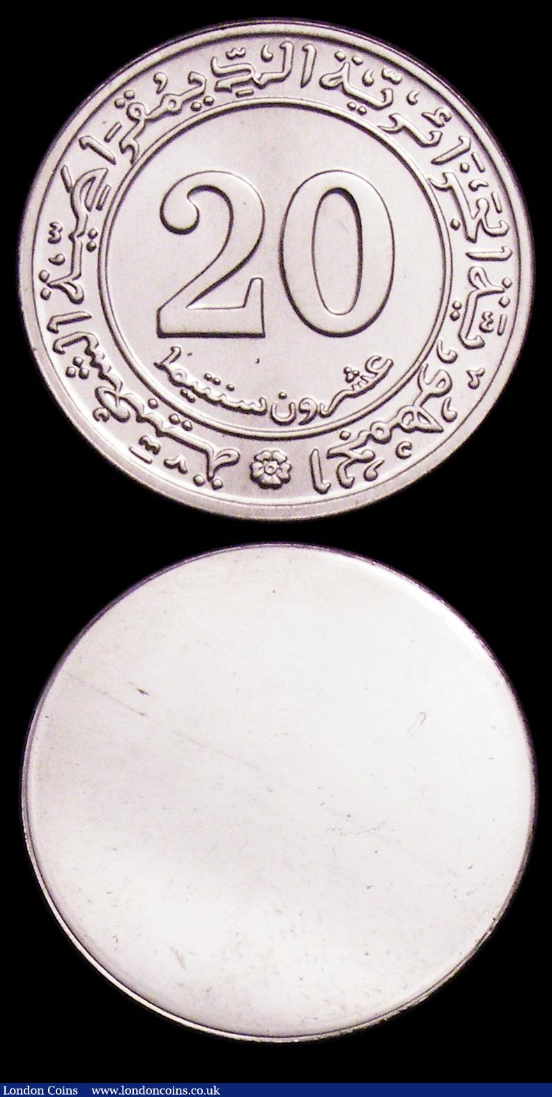 London Coins : A151 : Lot 851 : Algeria 20 Centimes 1975 Obverse and Reverse uniface trial pair, design as KM#107.1 no flower above ...