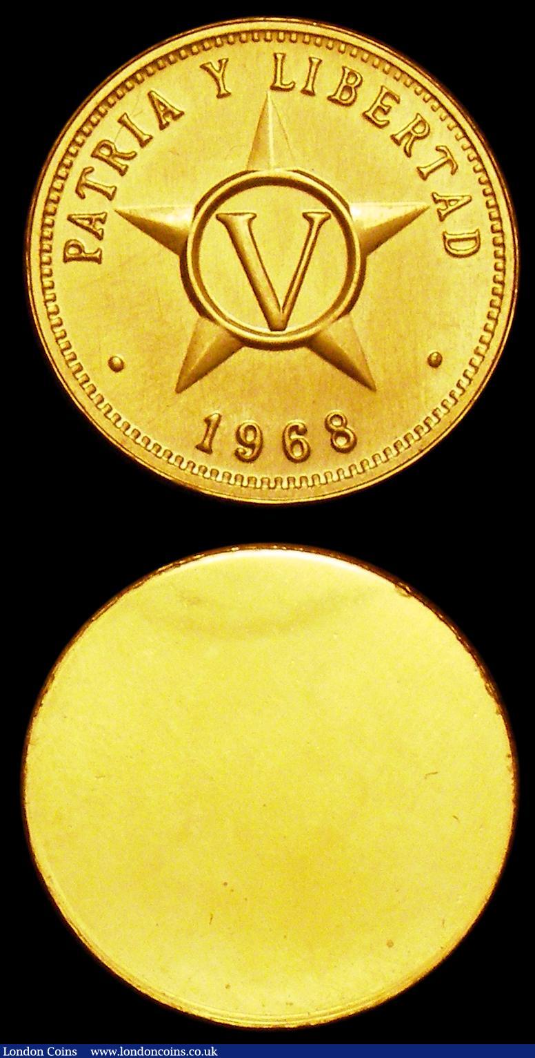 London Coins : A151 : Lot 860 : Cuba 5 Centavos 1968 Obverse and Reverse uniface trial pair, struck in gold, design as KM#34, 8.51 a...