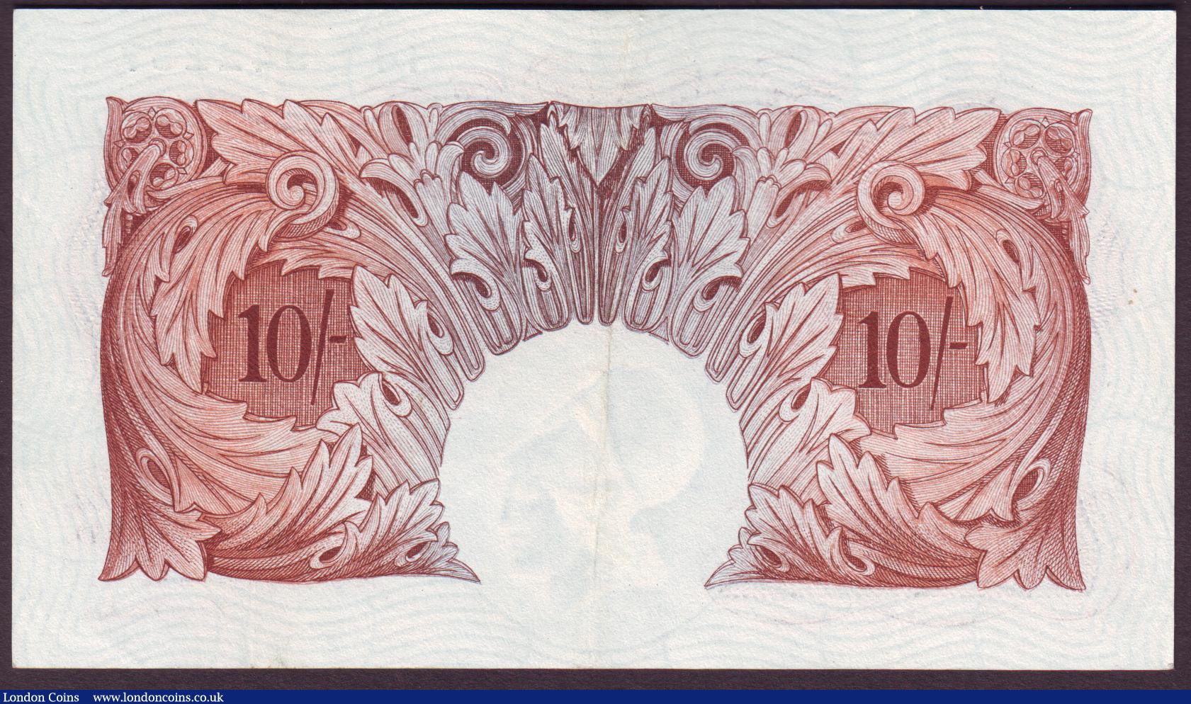 London Coins : A151 : Lot 94 : Ten shillings Peppiatt B256 issued 1948 unthreaded variety last series 14L 942257, lightly pressed E...