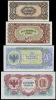 London Coins : A151 : Lot 178 : Albania (4) 20 franga Pick16 and 100 franga Pick17 both dated 1945 also 10 leke Pick19 and 50 leke P...