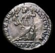 London Coins : A151 : Lot 1987 : Ar Siliqua.  Honorius.  C, 393-423 AD.  Rev; VIRTVS ROMANORVM, Roma seated facing on throne, head le...
