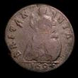 London Coins : A151 : Lot 2317 : Farthing 1694 GVLIELMS error, with unbarred A's in BRITANNIA, and with a single exergue line, P...