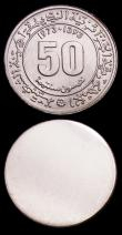 London Coins : A151 : Lot 853 : Algeria 50 Centimes 1973 Obverse and Reverse uniface trial pair, design as KM#102, struck in silver ...