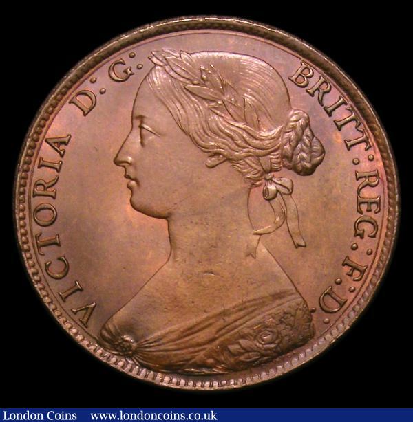 Penny 1861 Freeman 22 dies 4+D UNC the obverse with a slightly uneven by not attractive tone, the reverse with good subdued lustre and a tone spot by ONE, Ex-Croydon Coin Auction 30/11/1999 hammer price £50 : English Coins : Auction 152 : Lot 2377