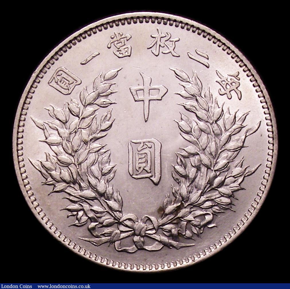 London Coins : A152 : Lot 1122 : China - Empire 50 Cents Year 3 (1914) Y#328 Bright A/UNC with a few contact marks, starting to tone ...