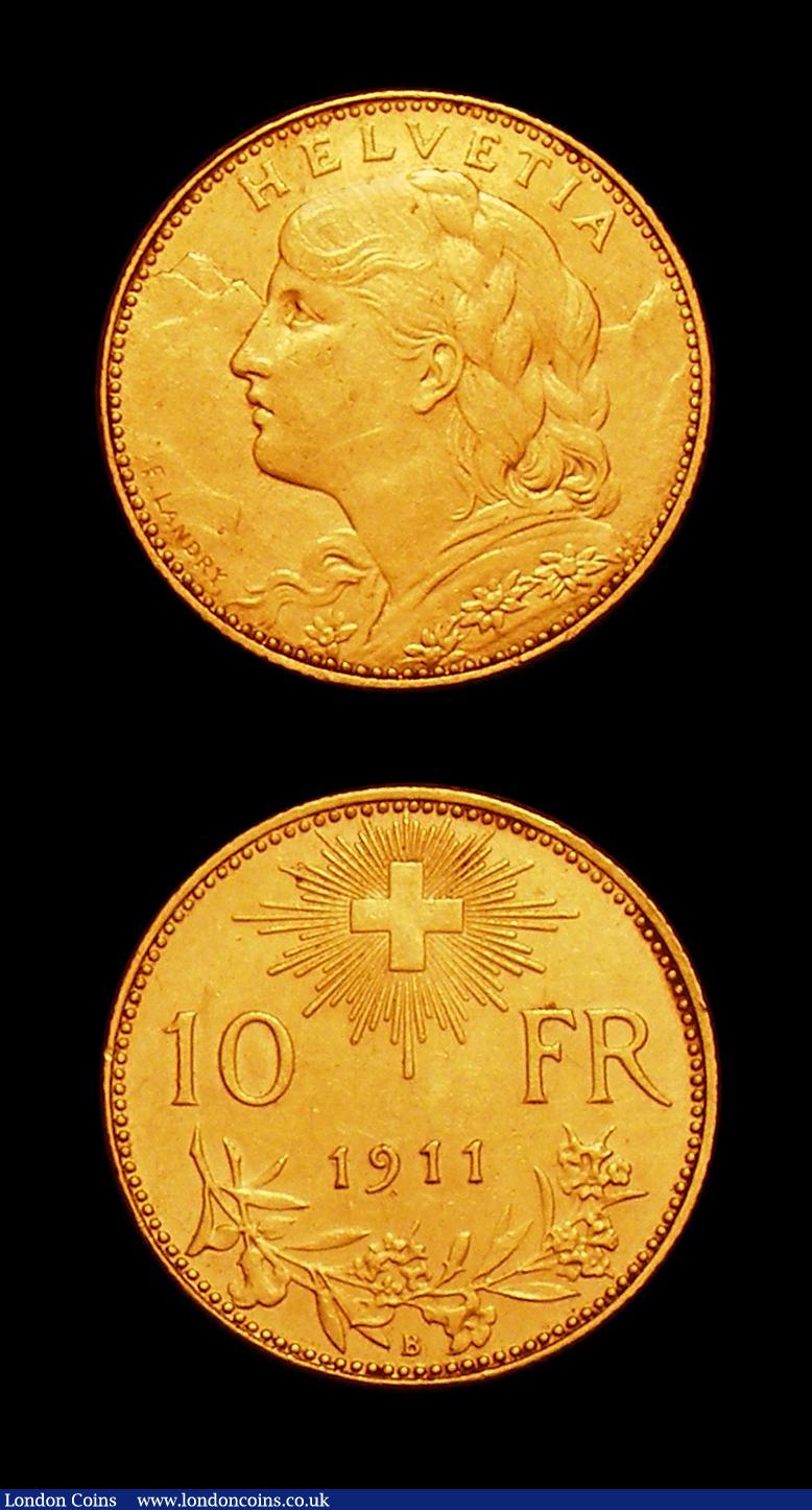 London Coins : A152 : Lot 1158 : France 20 Francs 1864BB KM#801.2 Good Fine/Fine, Switzerland 10 Francs 1911B KM#36 EF