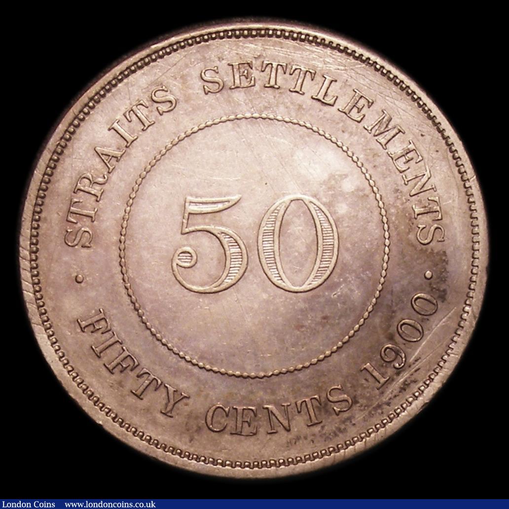 London Coins : A152 : Lot 1324 : Straits Settlements 50 Cents 1900H KM#13 NVF the surfaces with a series of fine scratches, scarce