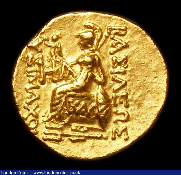 London Coins : A152 : Lot 1918 : Parthia Gold Stater Mithridates VI 120-63 BC Tomis Mint HA in front of Athena obv Diademed Head of A...