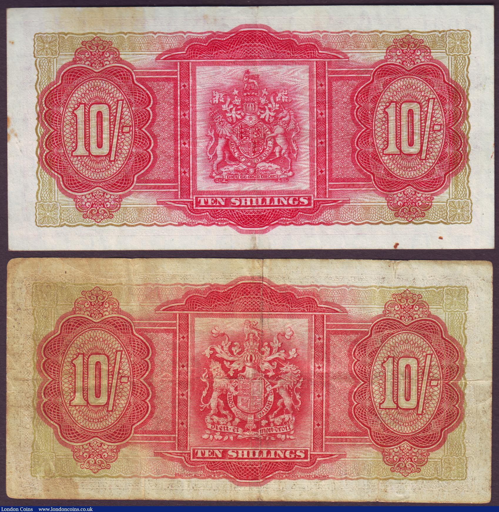 London Coins : A152 : Lot 198 : Bermuda 10 shillings (2) KGVI issue 1937 series G/1 Pick10b Fine and QE2 issue 1957 series S/1 Pick1...