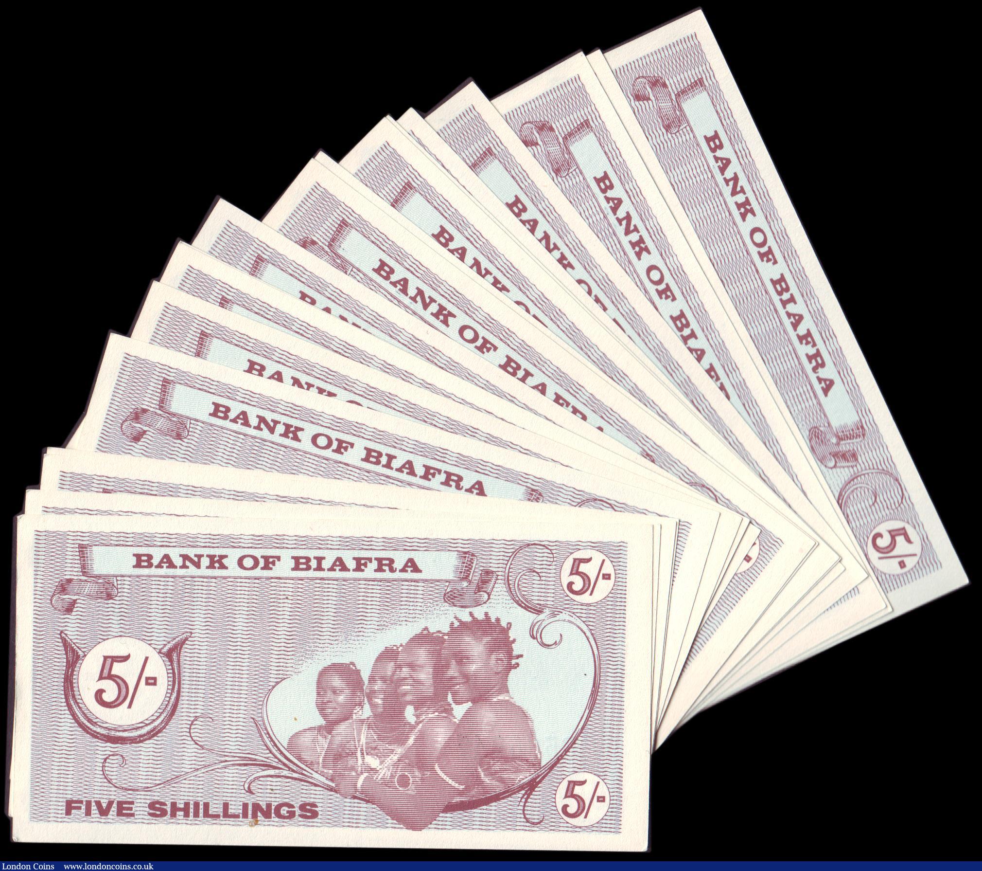 London Coins : A152 : Lot 201 : Biafra Five Shillings undated 1967 issue, Pick 1 (18) consecutively numbered UNC