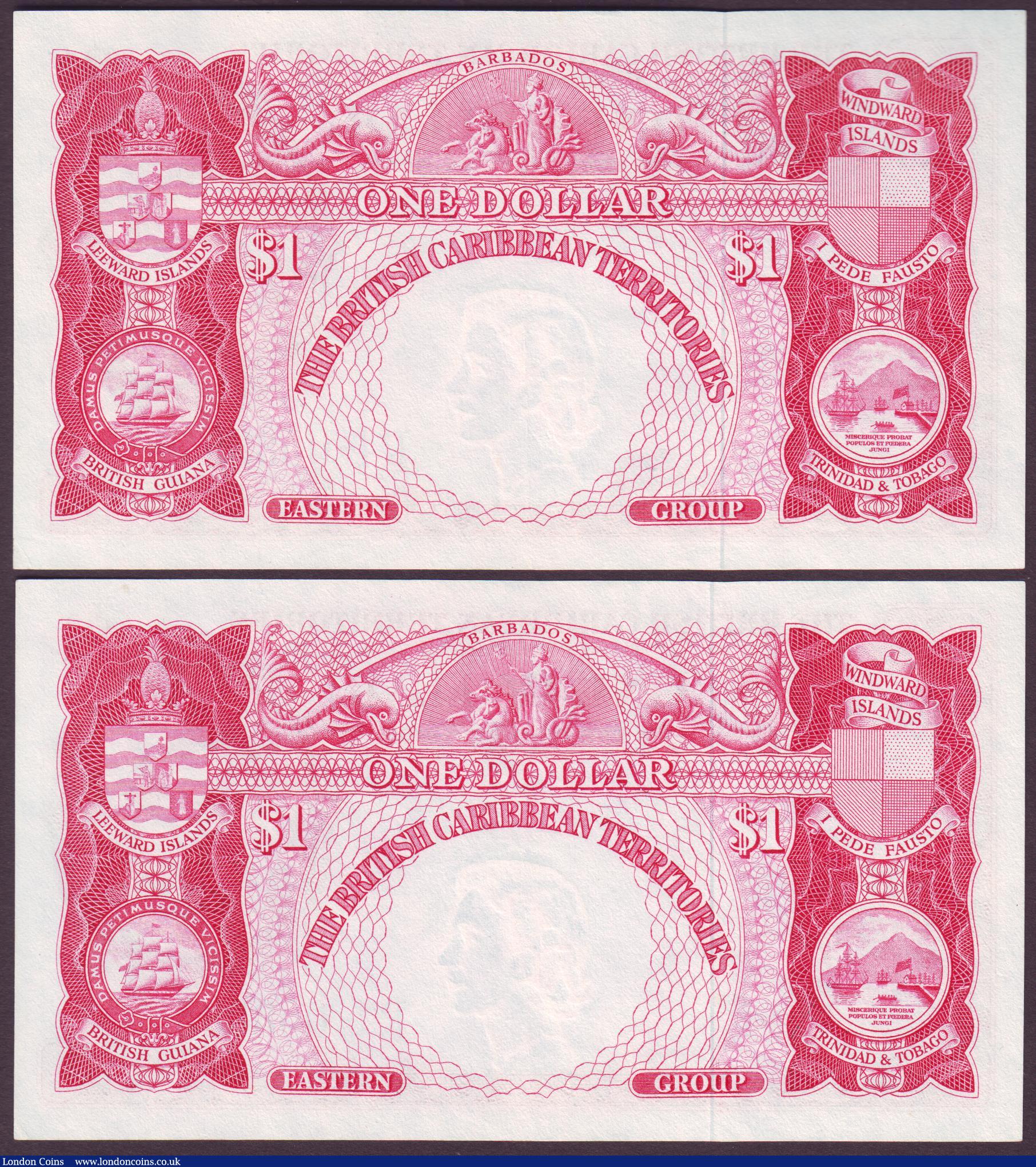 London Coins : A152 : Lot 203 : British Caribbean Territories $1 (2) dated 2nd January 1964, a consecutively numbered pair, series R...