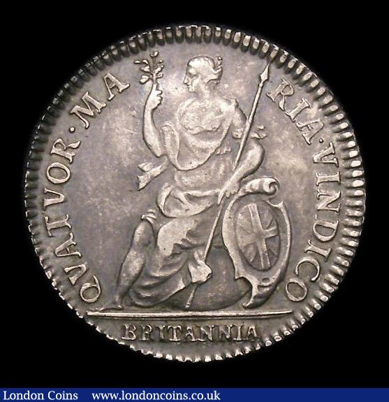 London Coins : A152 : Lot 2066 : Farthing 1665 Pattern in Silver, Peck 407, Obverse Short Hair, with straight-grained edge. Obverse 1...