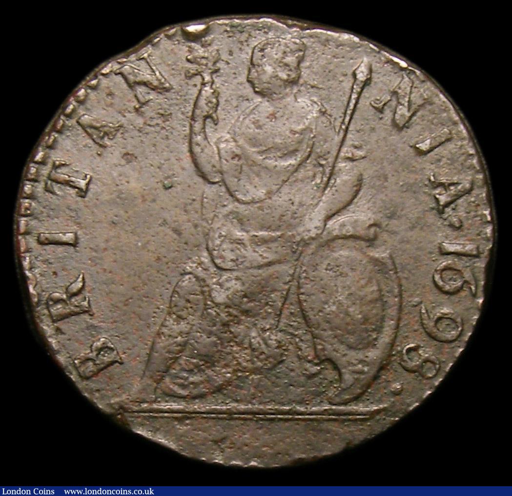 London Coins : A152 : Lot 2081 : Farthing 1698 Date in legend Peck 679, About VF, probably about 'as made' for this issue, ...