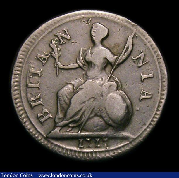 London Coins : A152 : Lot 2088 : Farthing 1717 Dump, Reverse A with A over N in BRITANNIA , CGS Variety 01, Good Fine, slabbed and gr...
