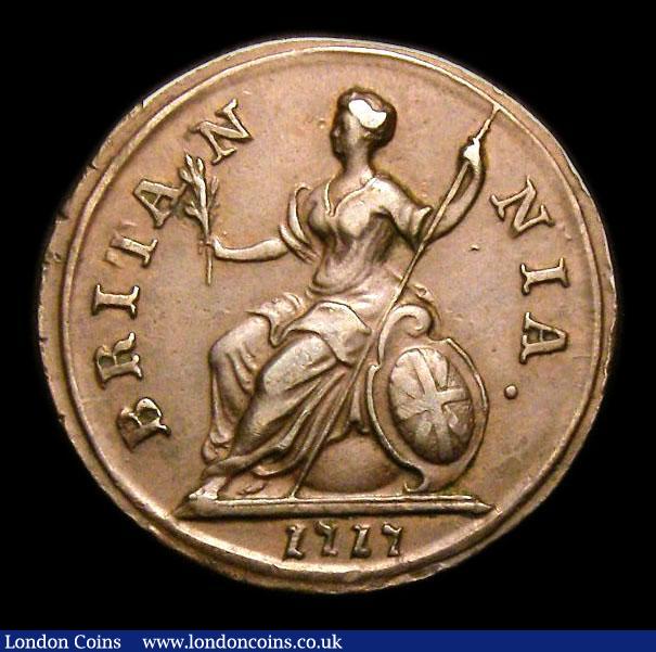 London Coins : A152 : Lot 2089 : Farthing 1717 Dump, Reverse B, with both the E and S of GEORGIVS double struck, CGS variety 05, EF s...