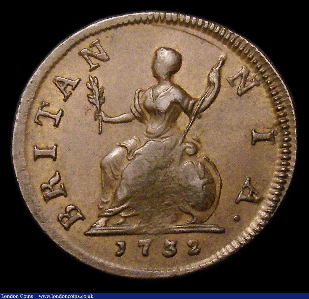 London Coins : A152 : Lot 2106 : Farthing 1732 Peck 859 VF, slabbed and graded CGS 50