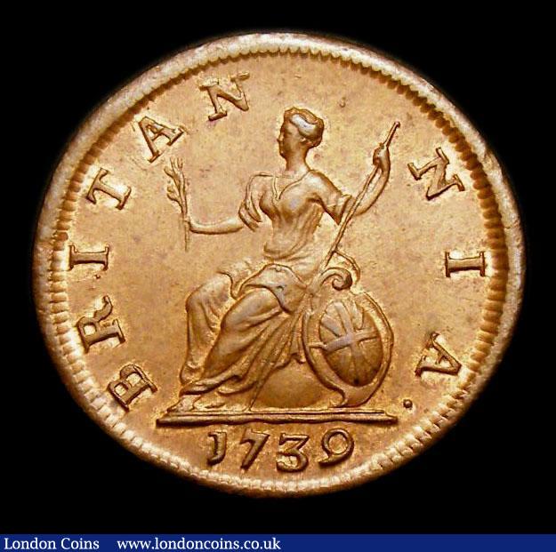 London Coins : A152 : Lot 2121 : Farthing 1739 Peck 869 UNC and choice with traces of lustre, slabbed and graded CGS 82, Ex-Cheshire ...