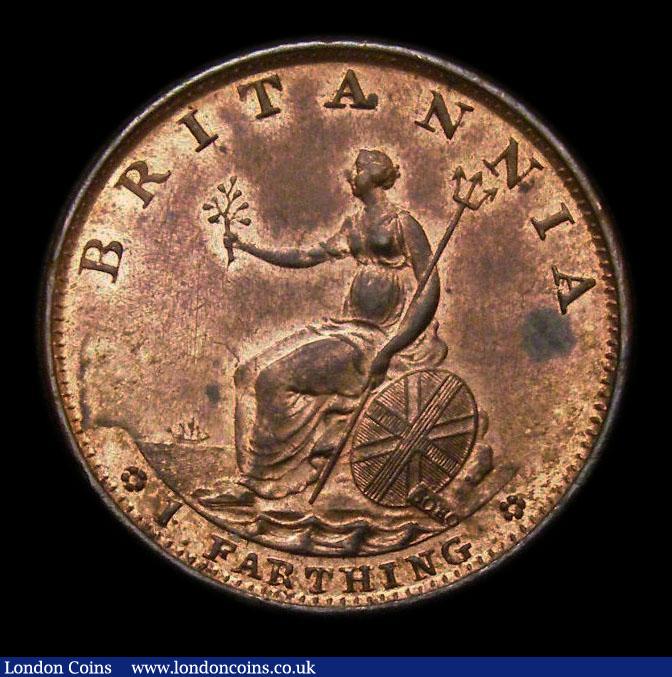 London Coins : A152 : Lot 2144 : Farthing 1799 3 Berries Peck 1279, UNC and lustrous, slabbed and graded CGS 82 the second finest kno...
