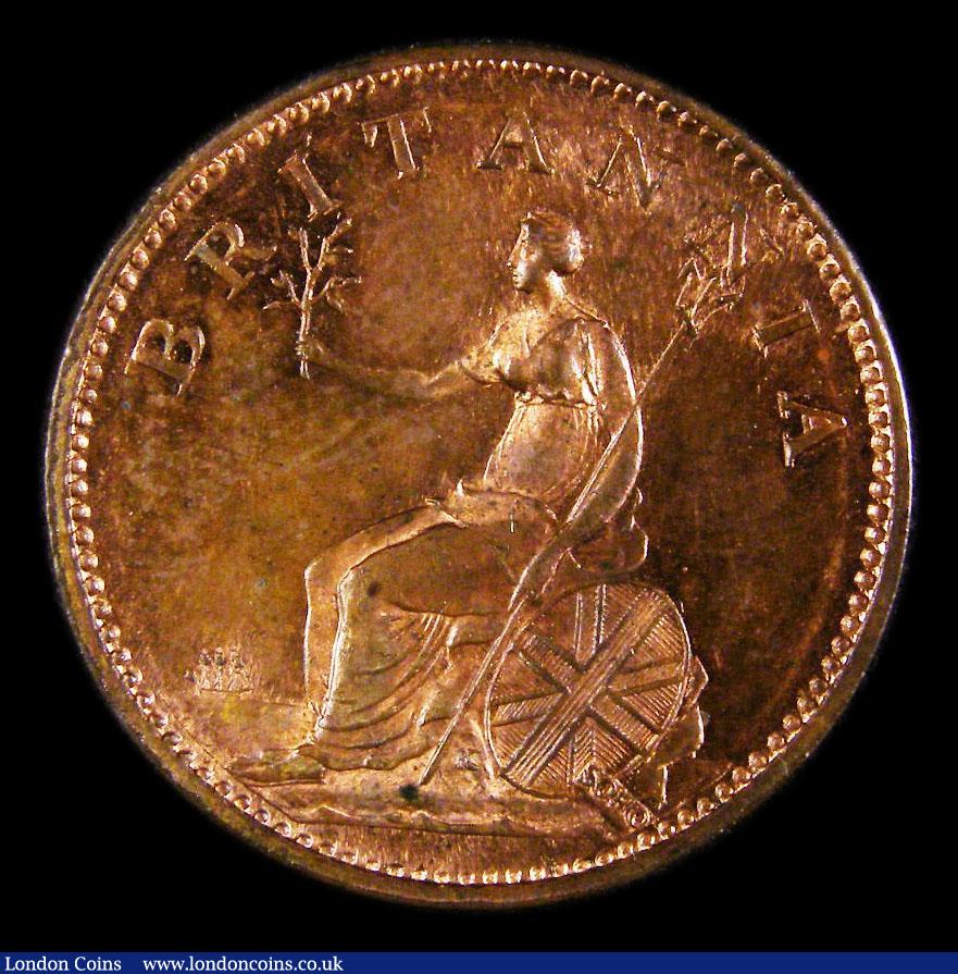 London Coins : A152 : Lot 2146 : Farthing 1806 Incuse Dot on truncation Peck 1398 UNC and with good lustre, scarce this nice, slabbed...