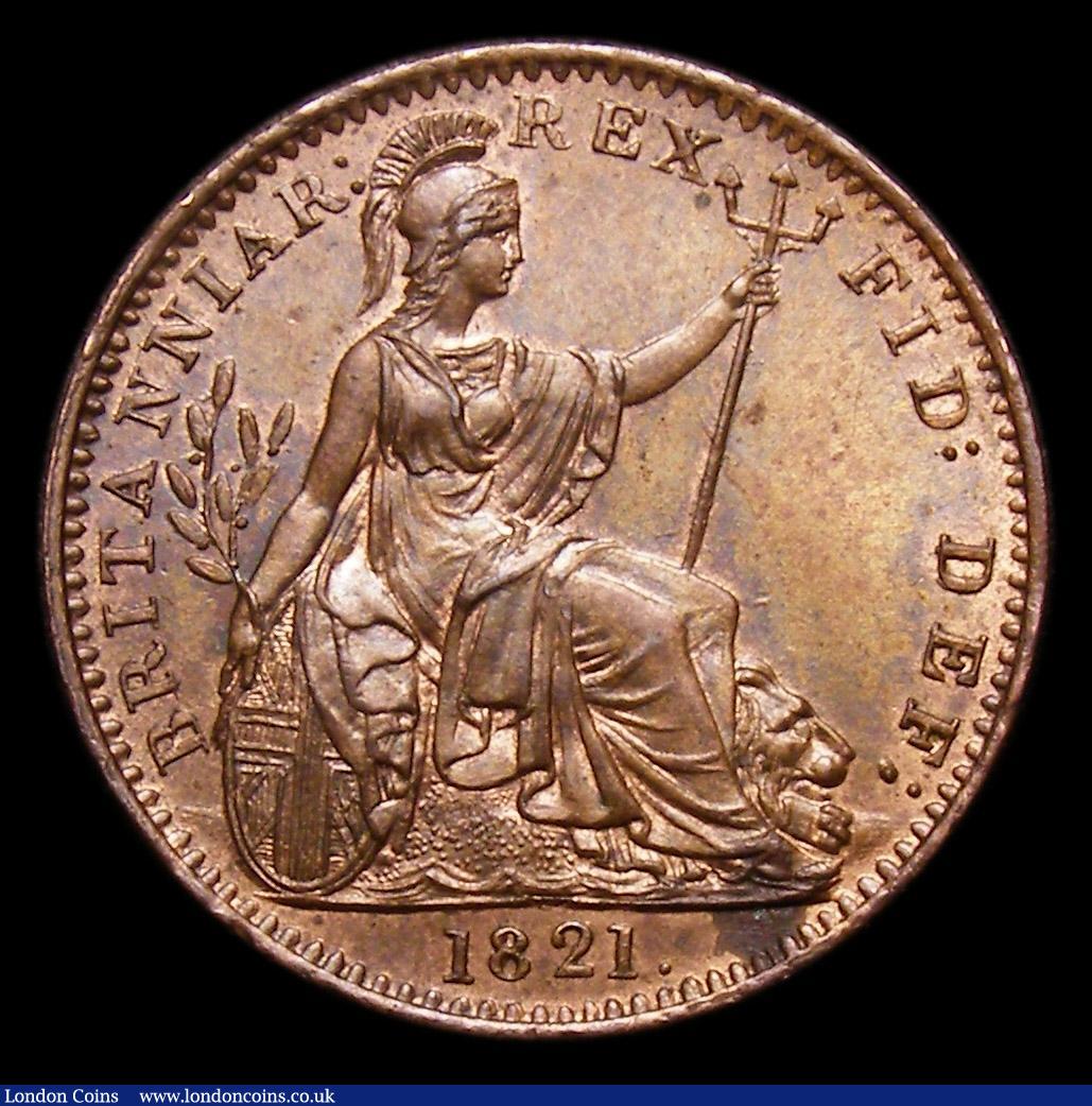 London Coins : A152 : Lot 2148 : Farthing 1821 G over O in GRATIA CGS Variety 06 in a CGS Yellow Ticket holder, UNC and lustrous with...
