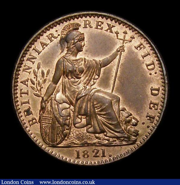 London Coins : A152 : Lot 2149 : Farthing 1821 Obverse 1 Peck 1407 UNC with around 25% lustre, slabbed and graded CGS 80