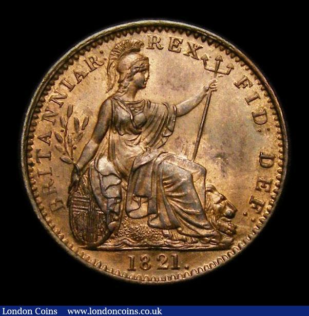 London Coins : A152 : Lot 2150 : Farthing 1821 Obverse 1, with G over G in GRATIA,  CGS Variety 07,  UNC with around 20% lustre, slab...