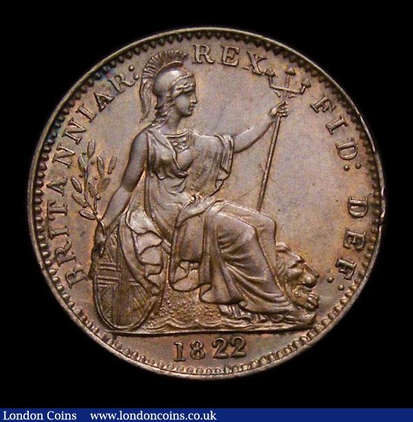London Coins : A152 : Lot 2151 : Farthing 1822 Obverse 1, Large 22 in date, CGS Variety 08, Toned UNC with minor cabinet friction, sl...