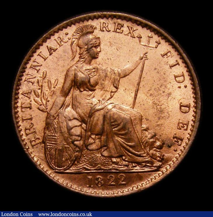 London Coins : A152 : Lot 2152 : Farthing 1822 Obverse 1, Peck 1409, UNC with good subdued lustre, slabbed and graded CGS 82, Ex-Lond...