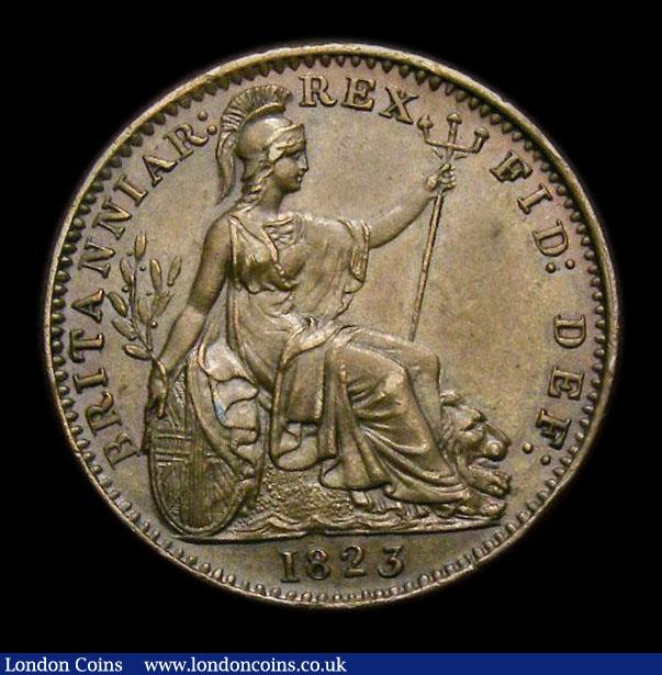 London Coins : A152 : Lot 2155 : Farthing 1823 Roman 1 Peck 1413 EF toned, slabbed and graded CGS 65, Ex-Croydon Coin Auction 224, Ja...